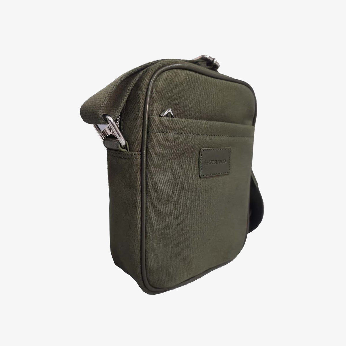 Sacoche bandoulière en cuir et toile canvas vert olive foncé Seattle