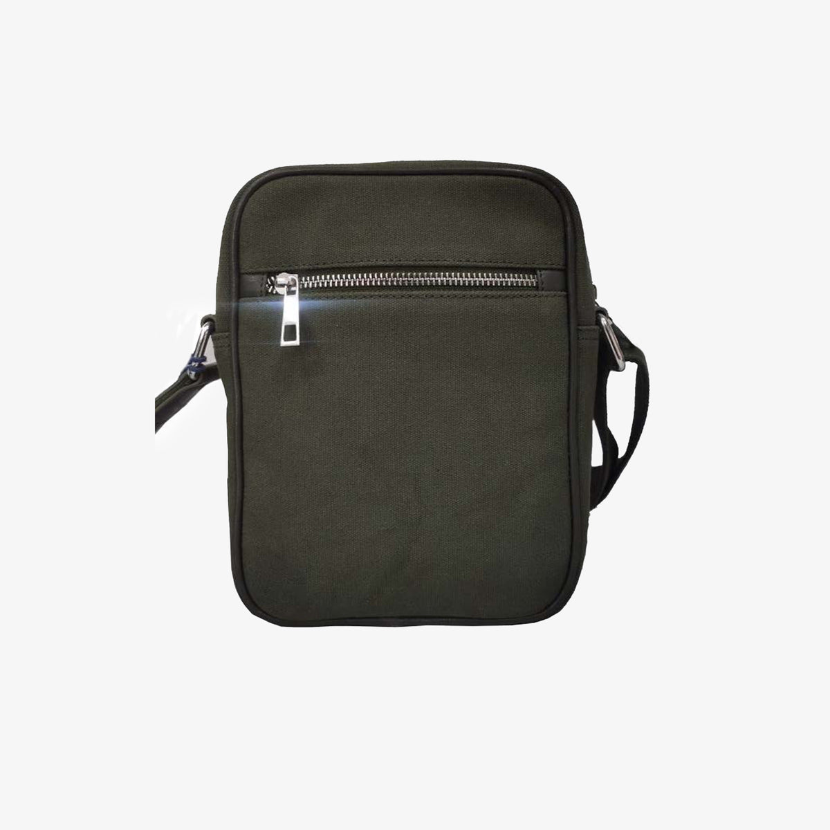 Sacoche bandoulière en cuir et toile canvas vert olive foncé Seattle