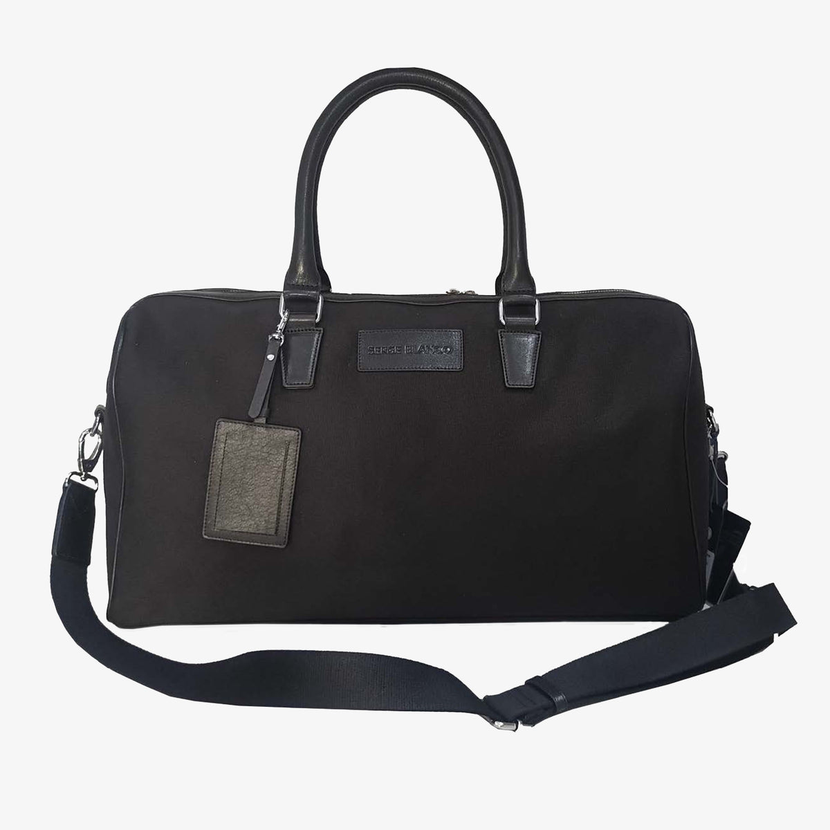 Reisetasche aus Leder und schwarzem Canvas „Seattle“