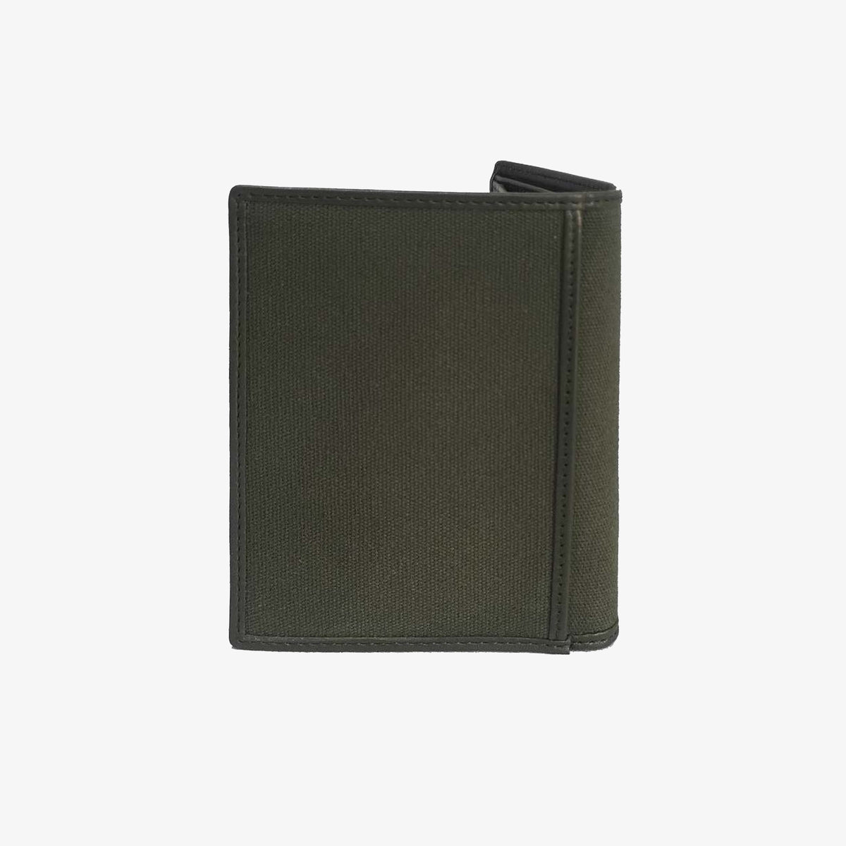 Portefeuille vertical en cuir et toile canvas vert olive foncé Seattle