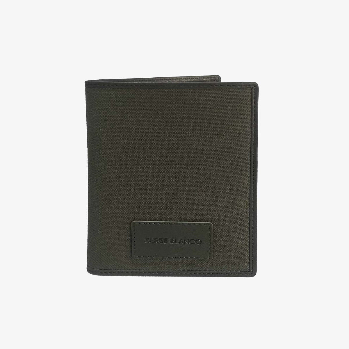 Portefeuille vertical en cuir et toile canvas vert olive foncé Seattle