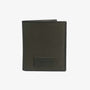 Portefeuille vertical en cuir et toile canvas vert olive foncé Seattle