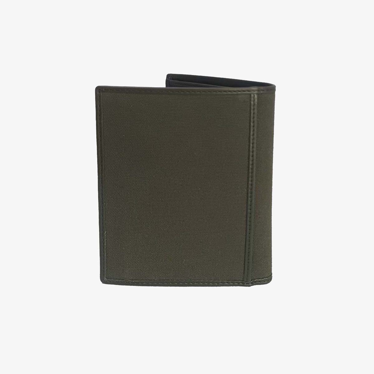 Portefeuille vertical en cuir et toile canvas vert olive foncé Seattle