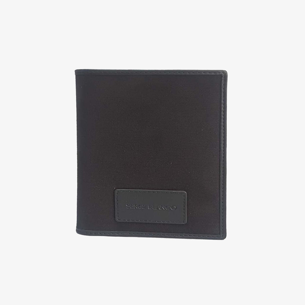 Portefeuille vertical en cuir et toile canvas noir Seattle