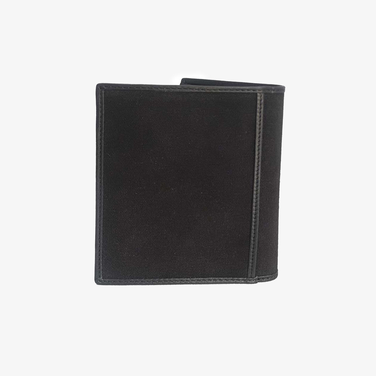 Portefeuille vertical en cuir et toile canvas noir Seattle
