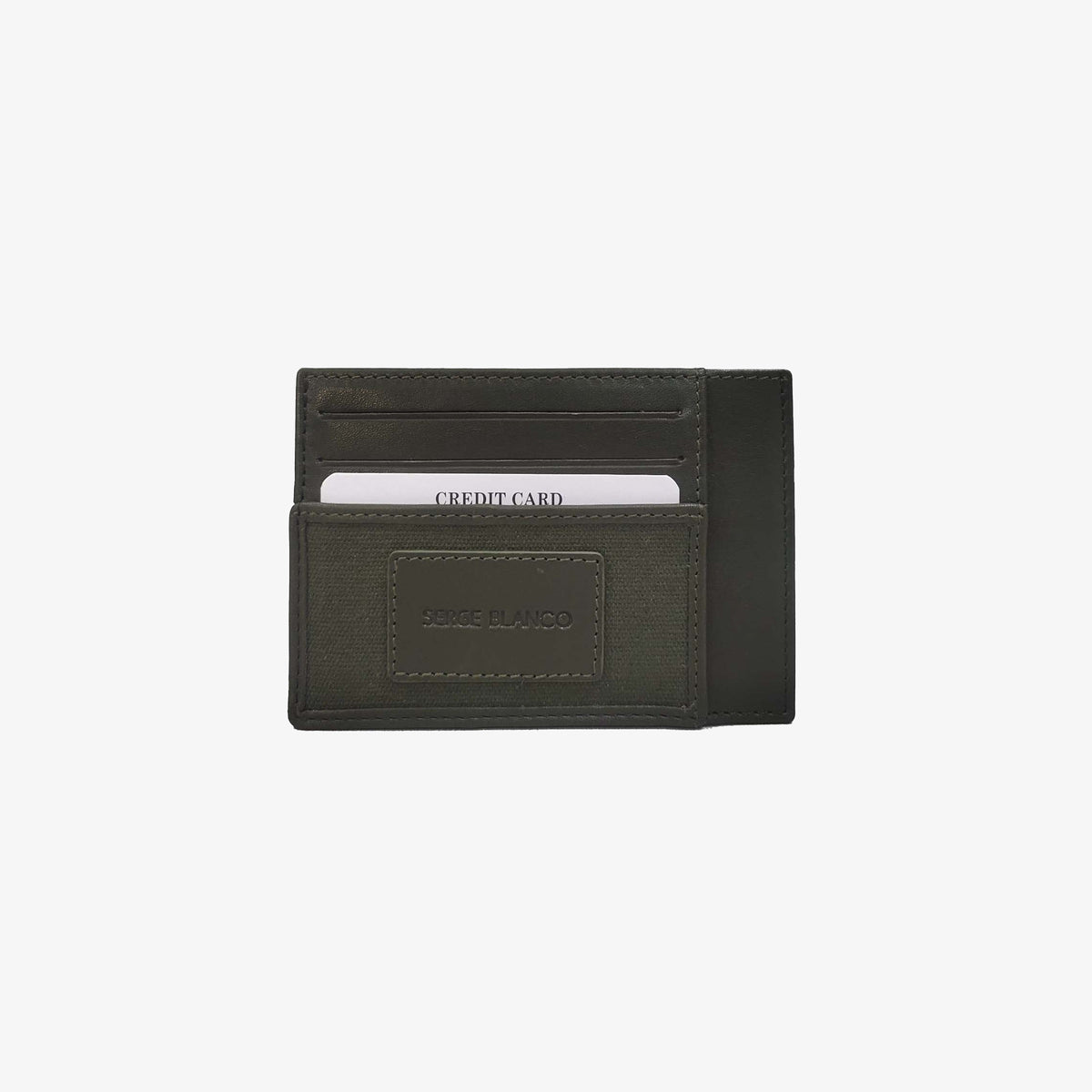 Porte-cartes en cuir et toile canvas vert olive foncé Seattle