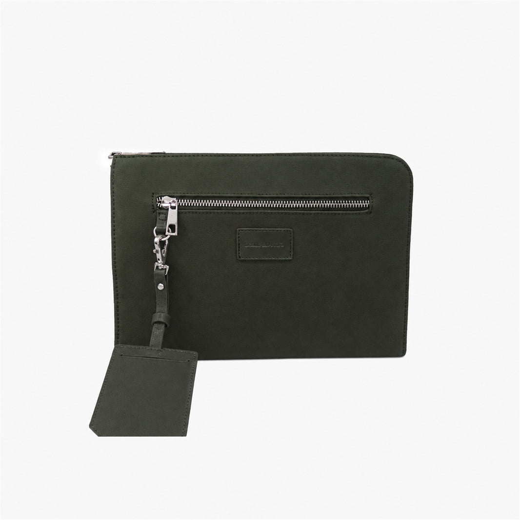 Funda para tableta de cuero y lona verde oliva oscuro «Seattle»