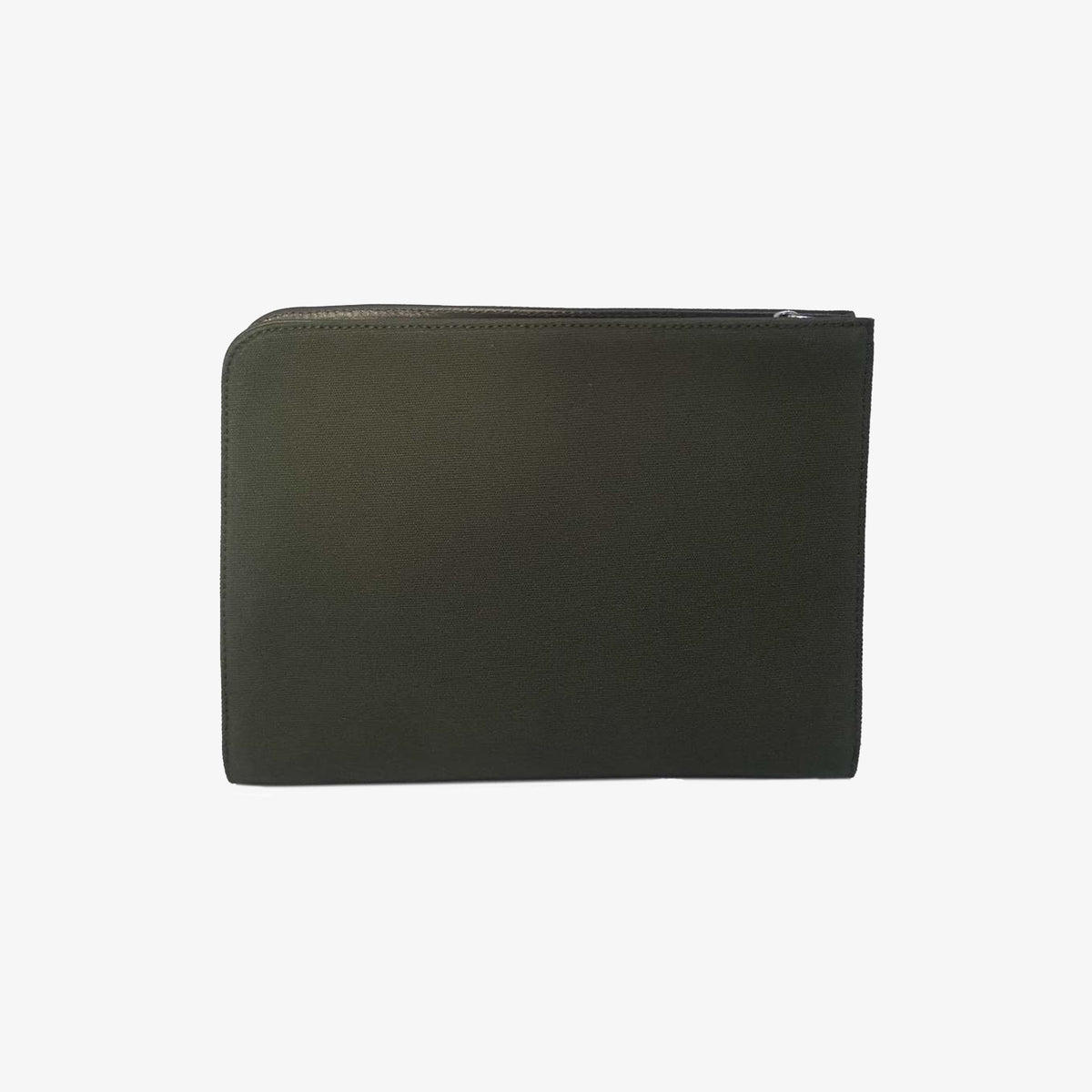 Pochette tablette en cuir et toile canvas vert olive foncé Seattle