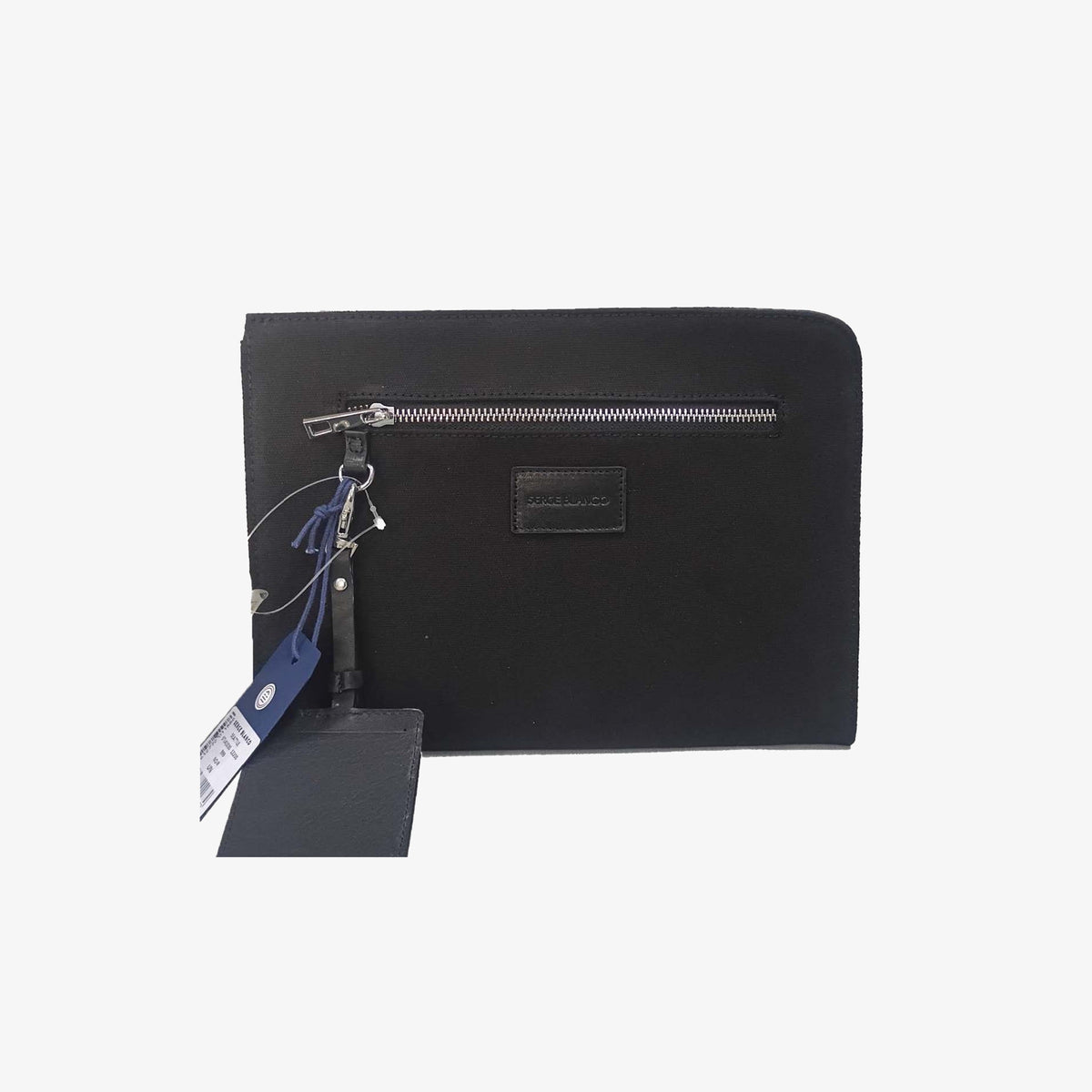 Pochette tablette en cuir et toile canvas noir Seattle