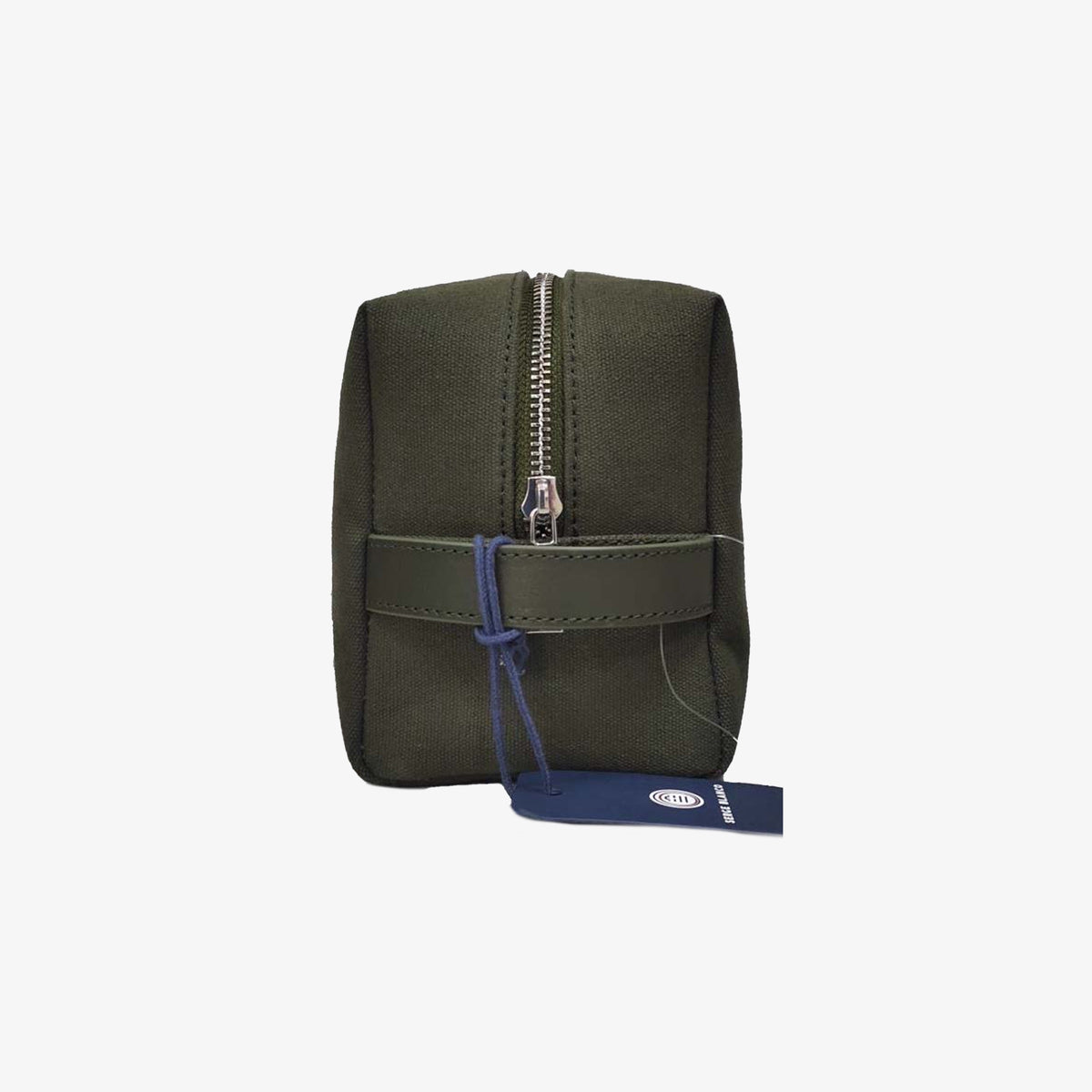 Trousse de toilette en cuir et toile canvas vert olive foncé Seattle