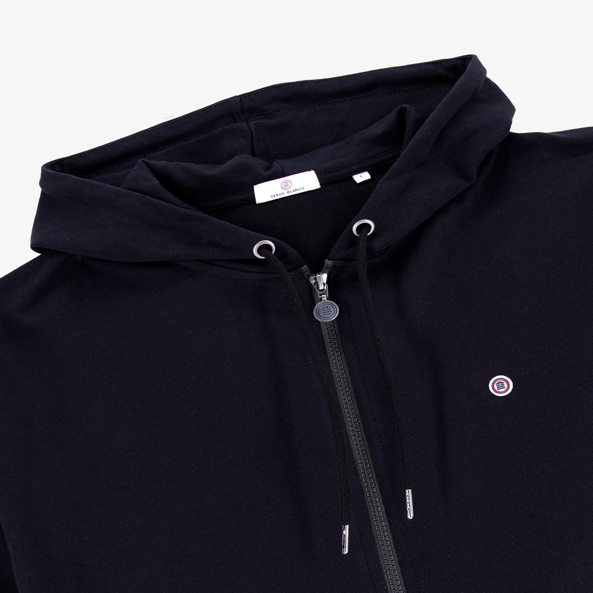 Sweat zippé à capuche Sidney en coton bleu marine
