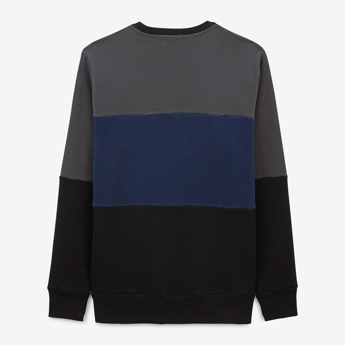 Tricolor round neck sweatshirt with anthracite logo