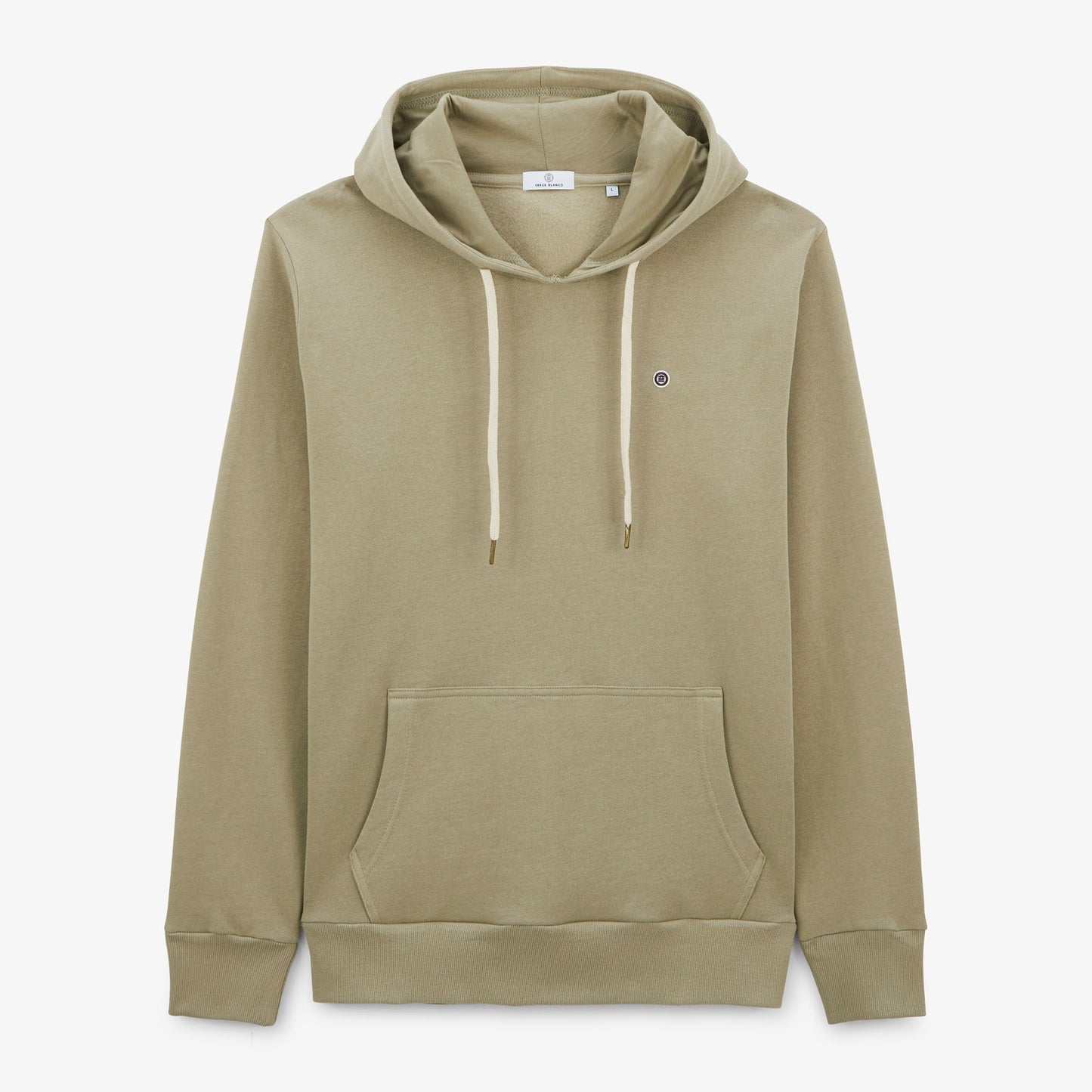 Sweat à capuche kaki clair avec cordons