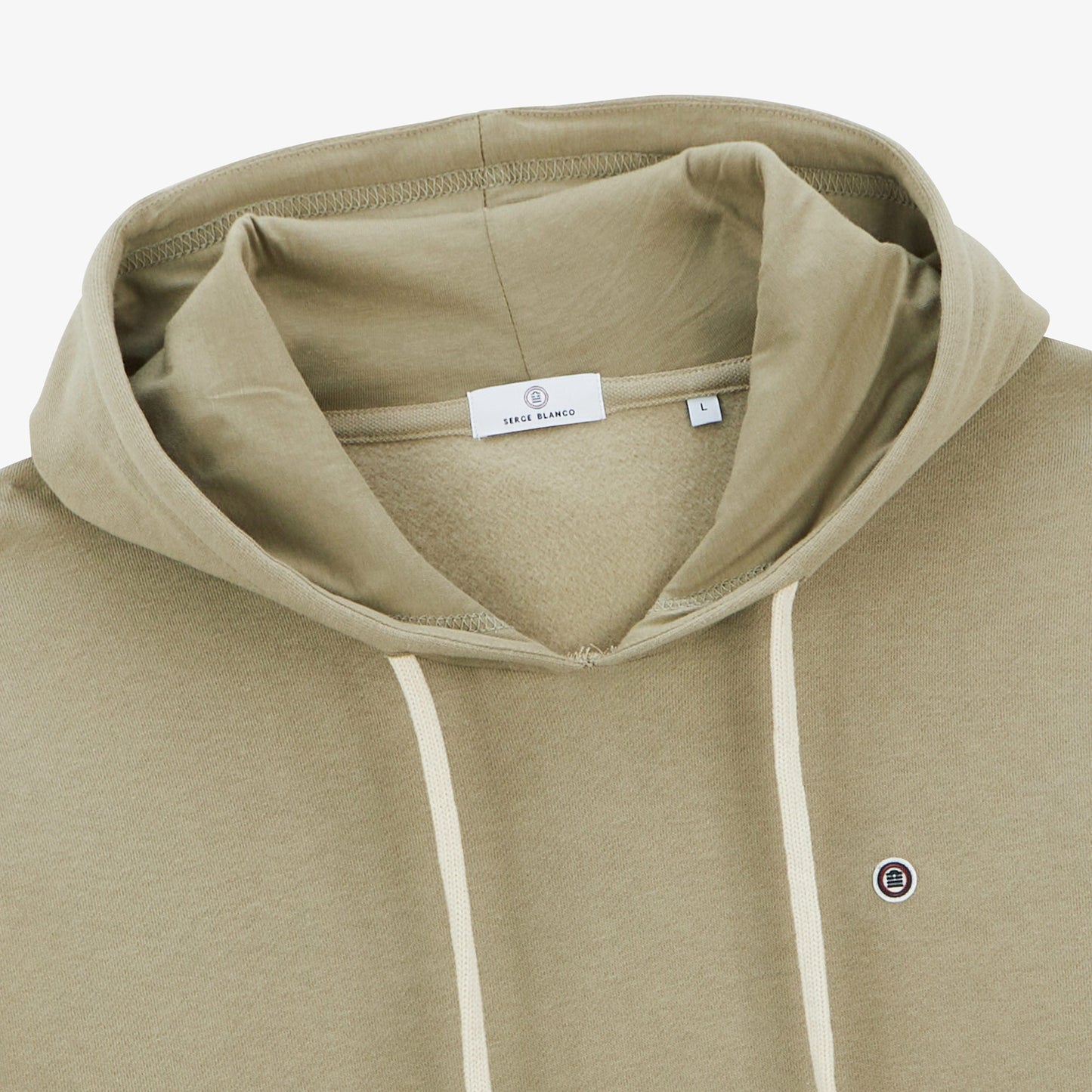 Light khaki hoodie with drawstrings