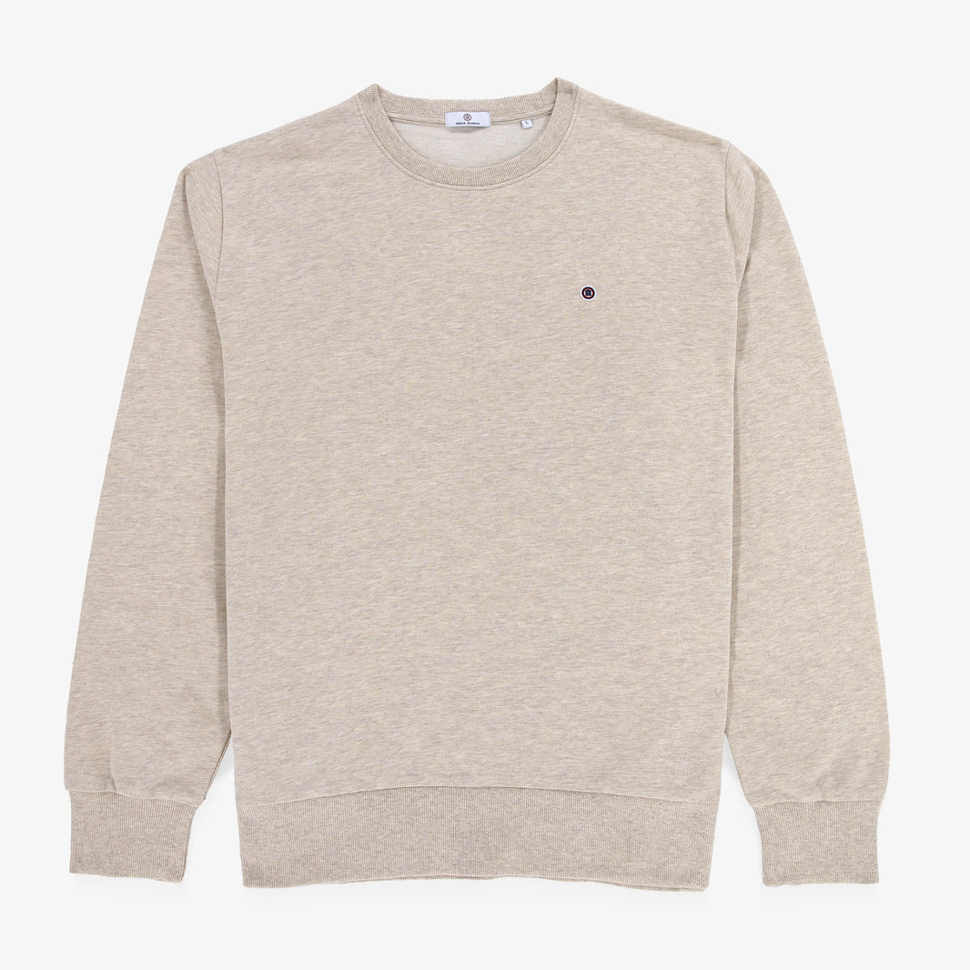 Sweat col rond Swim en coton beige chiné
