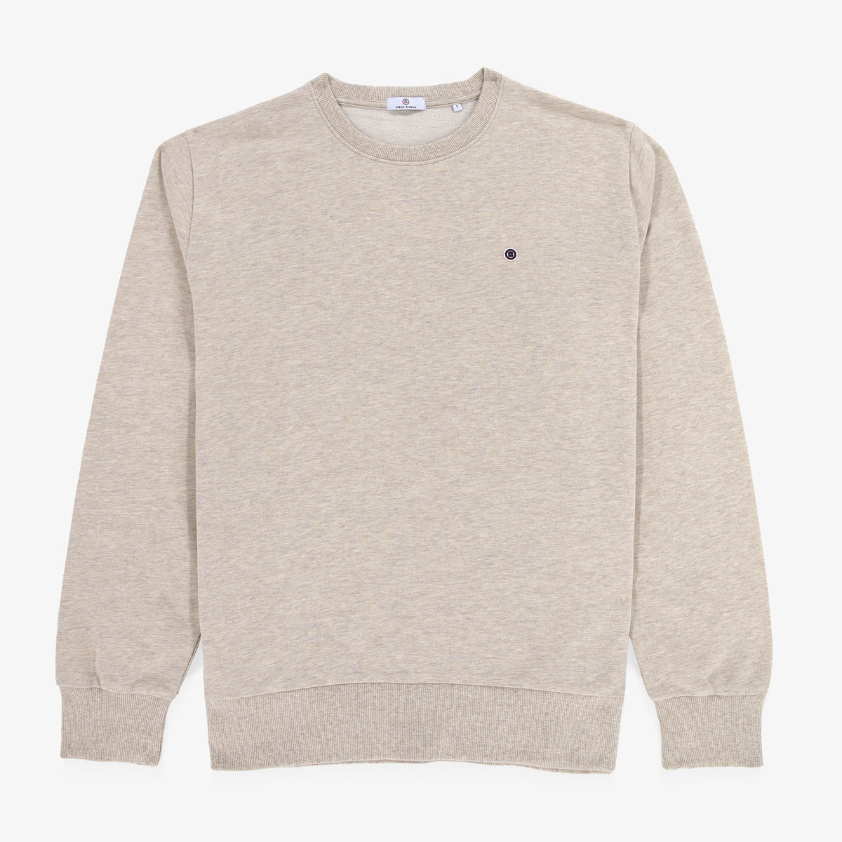 Sweat col rond Swim en coton beige chiné