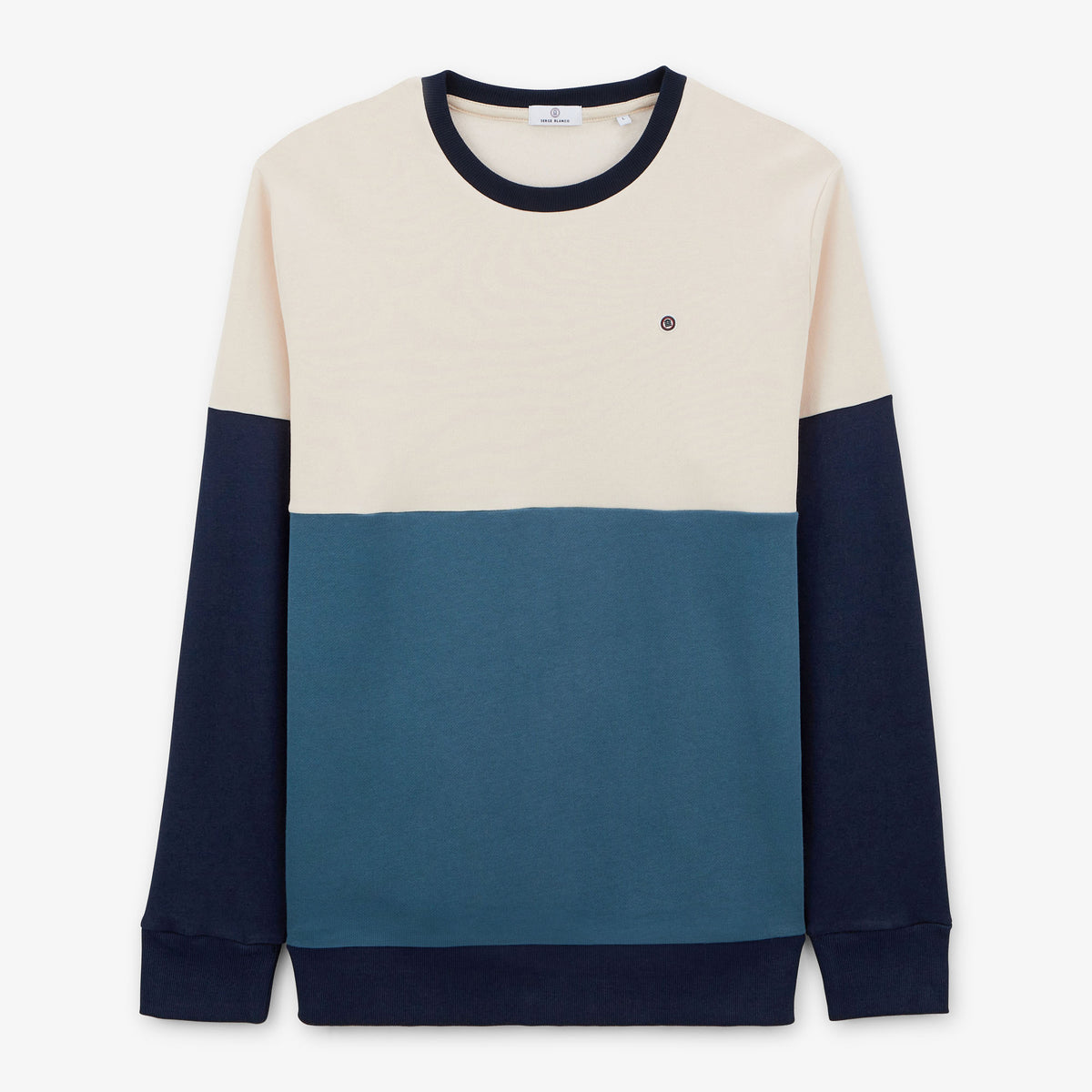 Pastel tricolor round neck sweatshirt