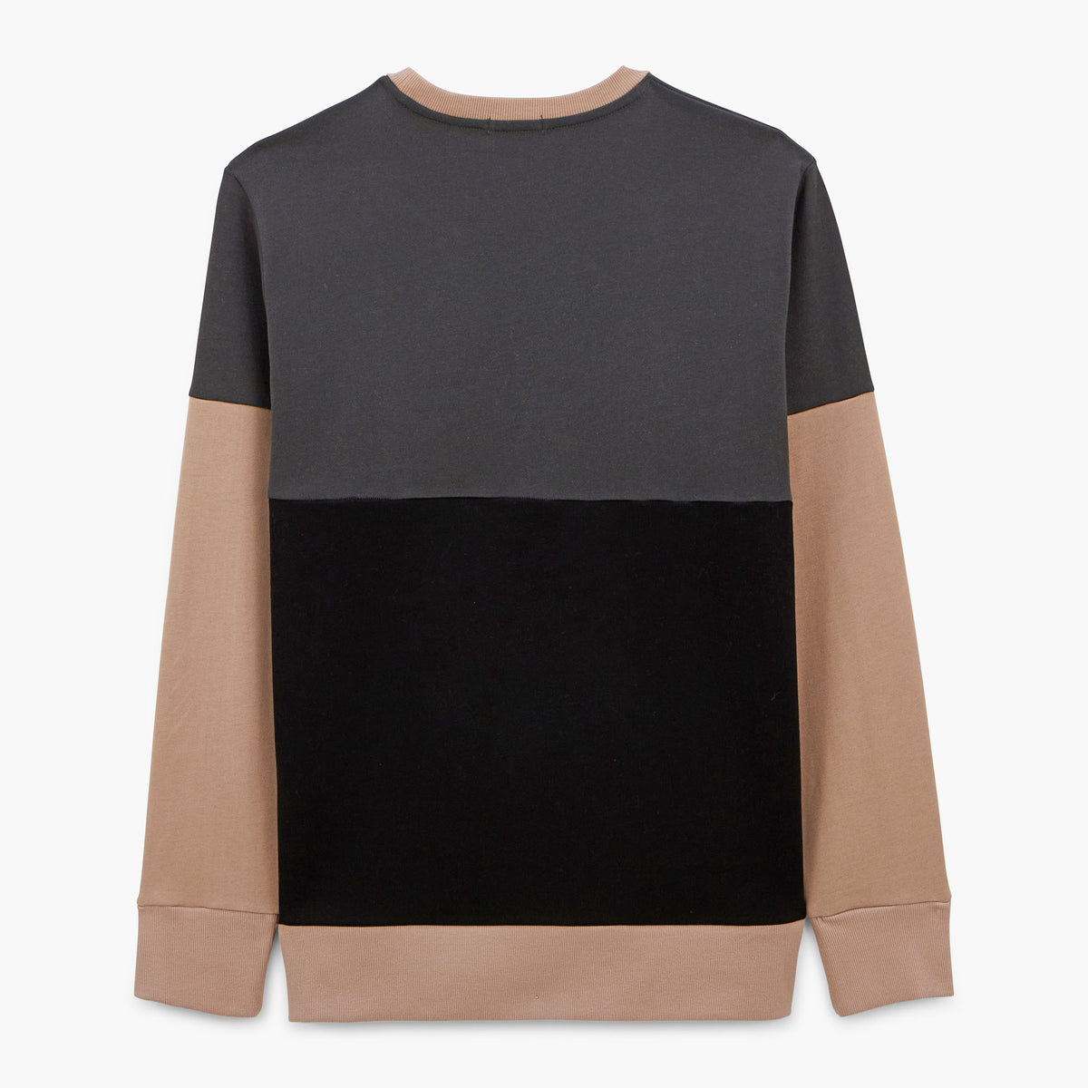 Anthracite tricolor round neck sweatshirt