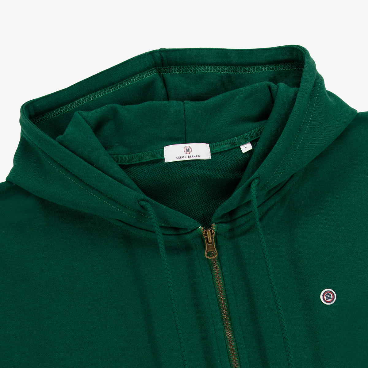Sweat à capuche zippé Seydina en coton molletonné vert
