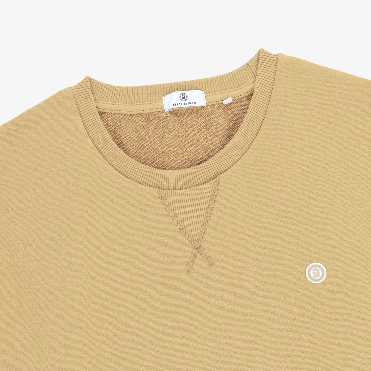 Sweat col rond Stanley en coton molletonné beige