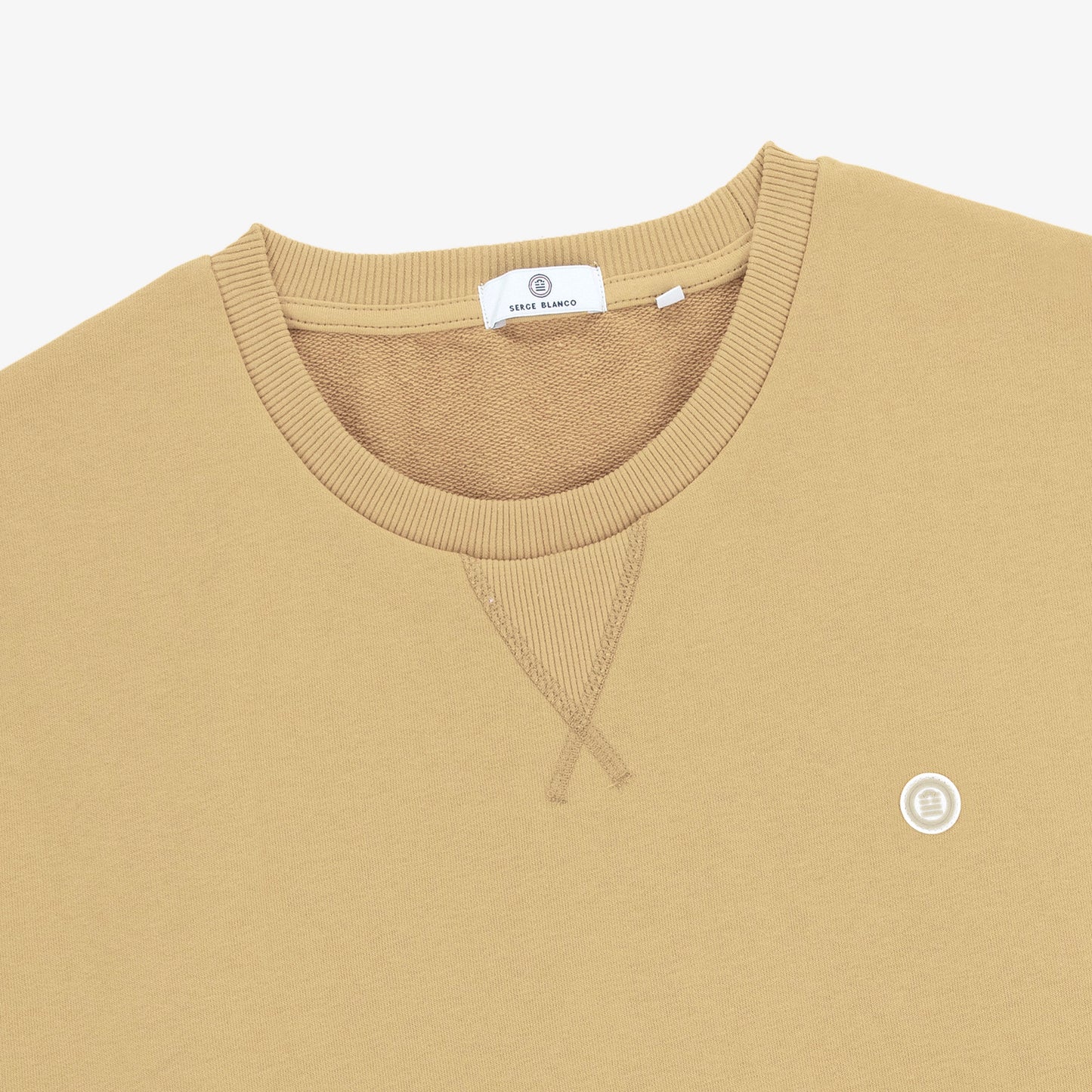 Sweat col rond Stanley en coton molletonné beige