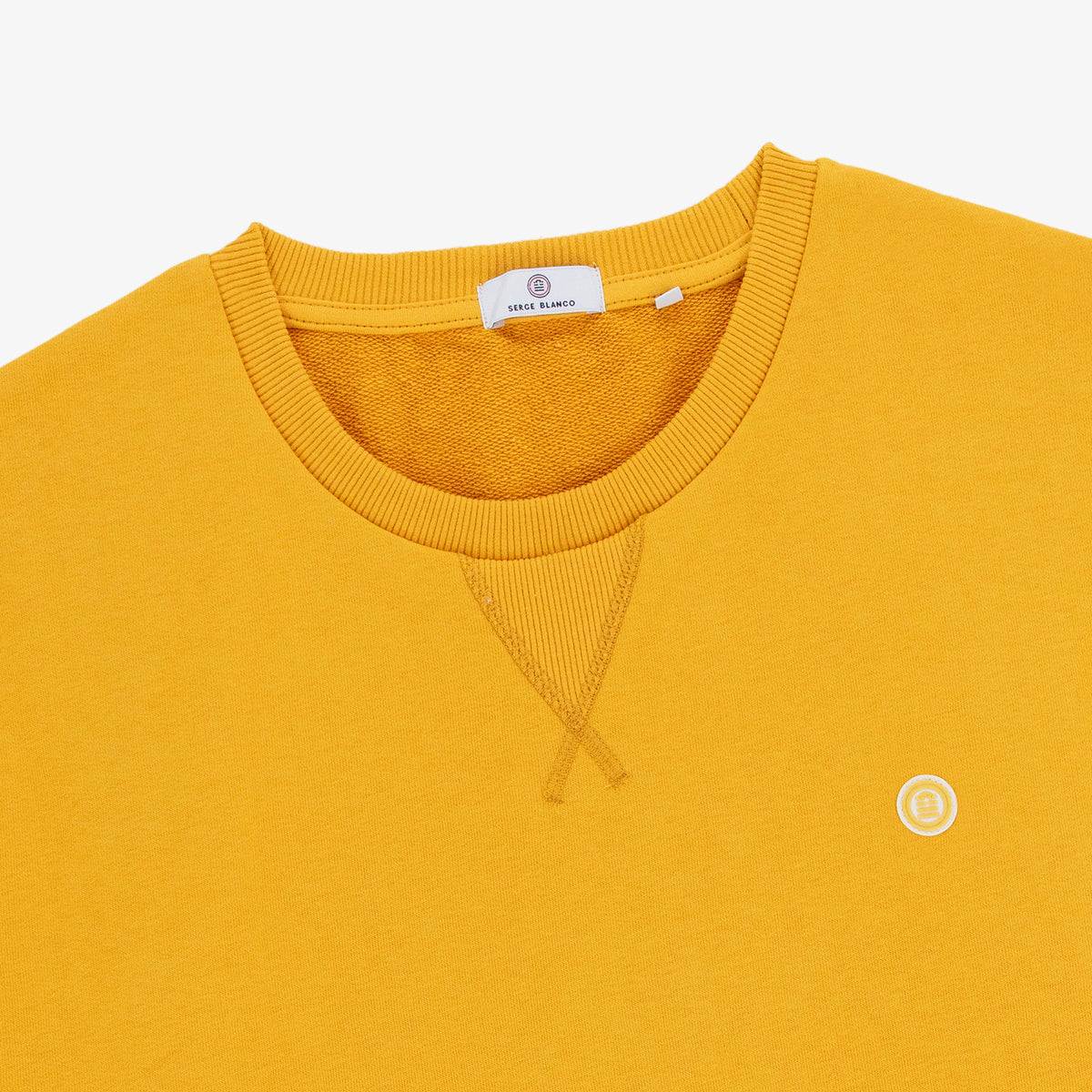 Sweat col rond Stanley en coton molletonné jaune