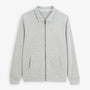 Sweat zippé French Rib col chemise gris chiné