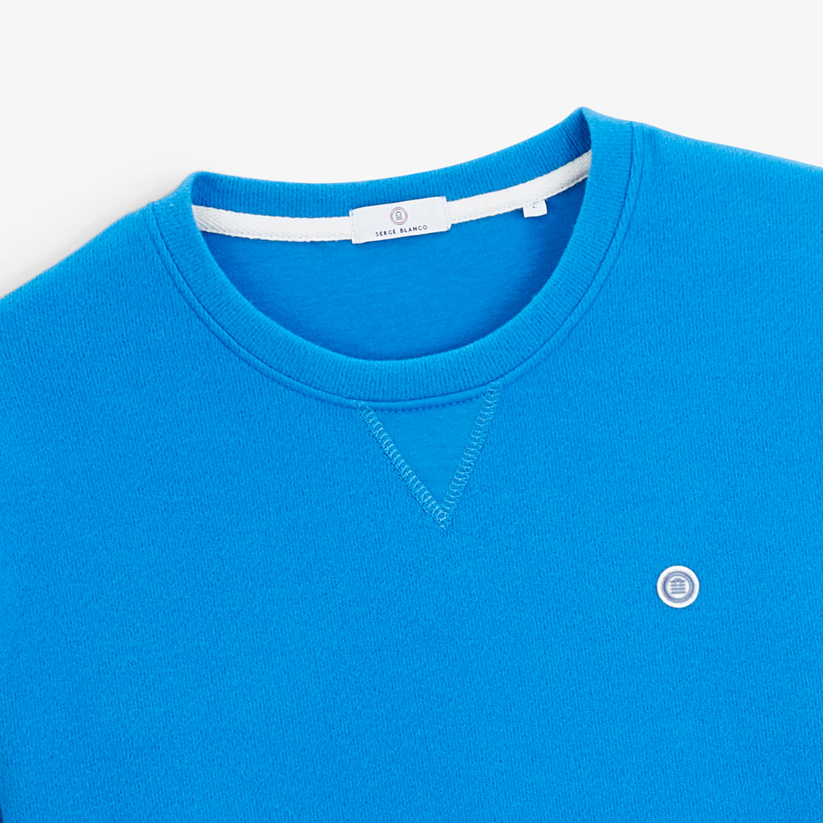 Sweat col rond French Rib en coton bleu niva