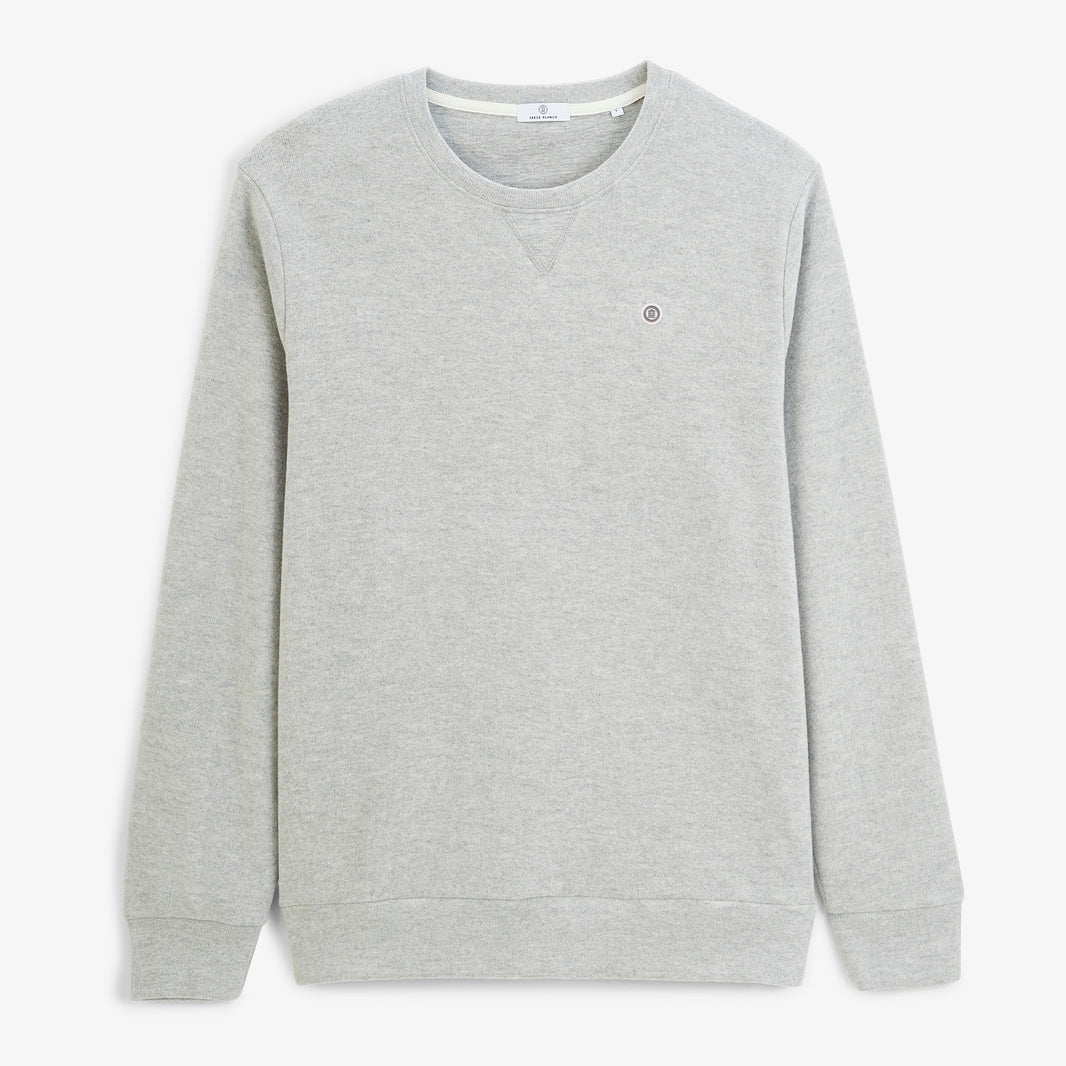 Sweat col rond French Rib gris chiné