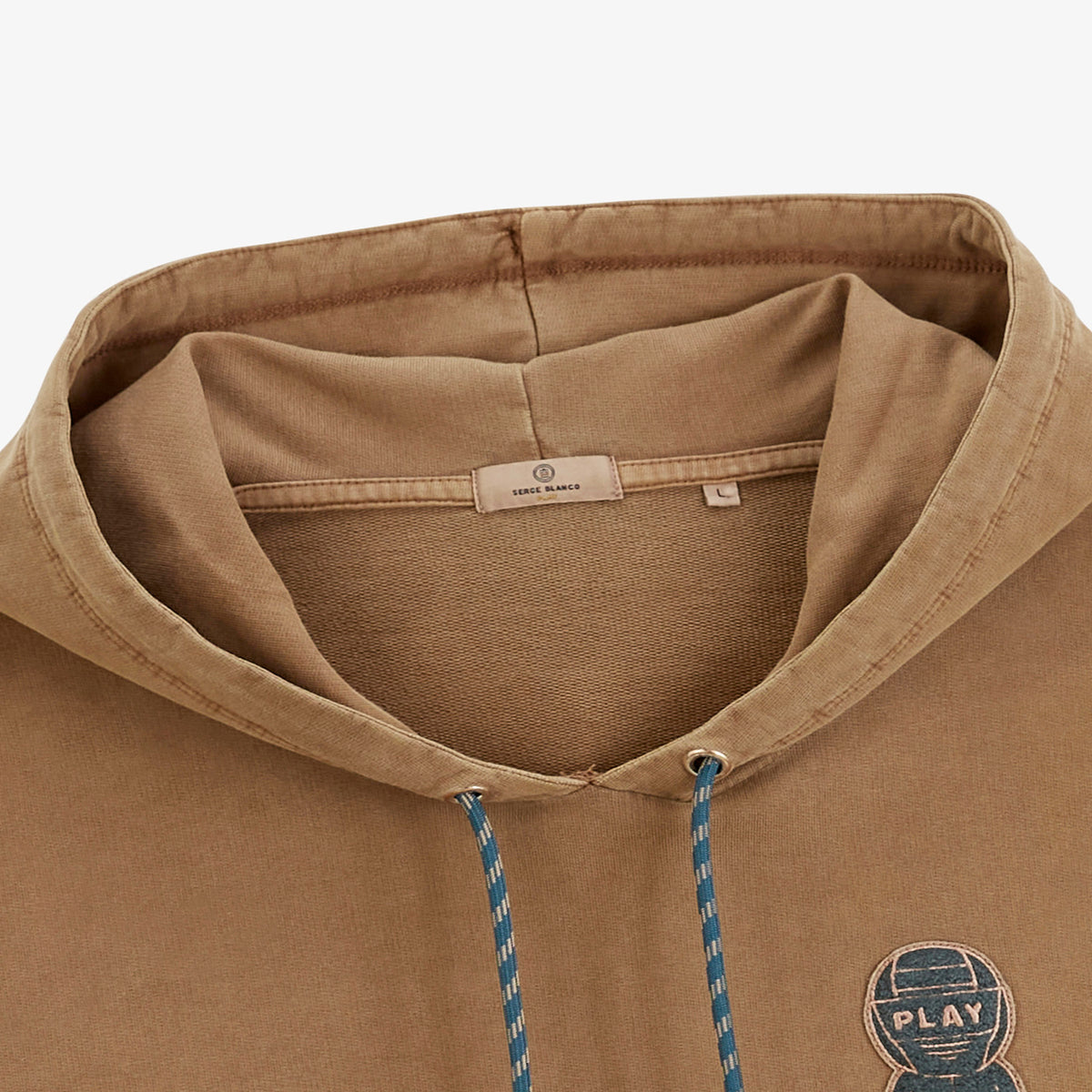 Sweat à capuche en coton molleton marron caramel broderie Pilote SBPLAY