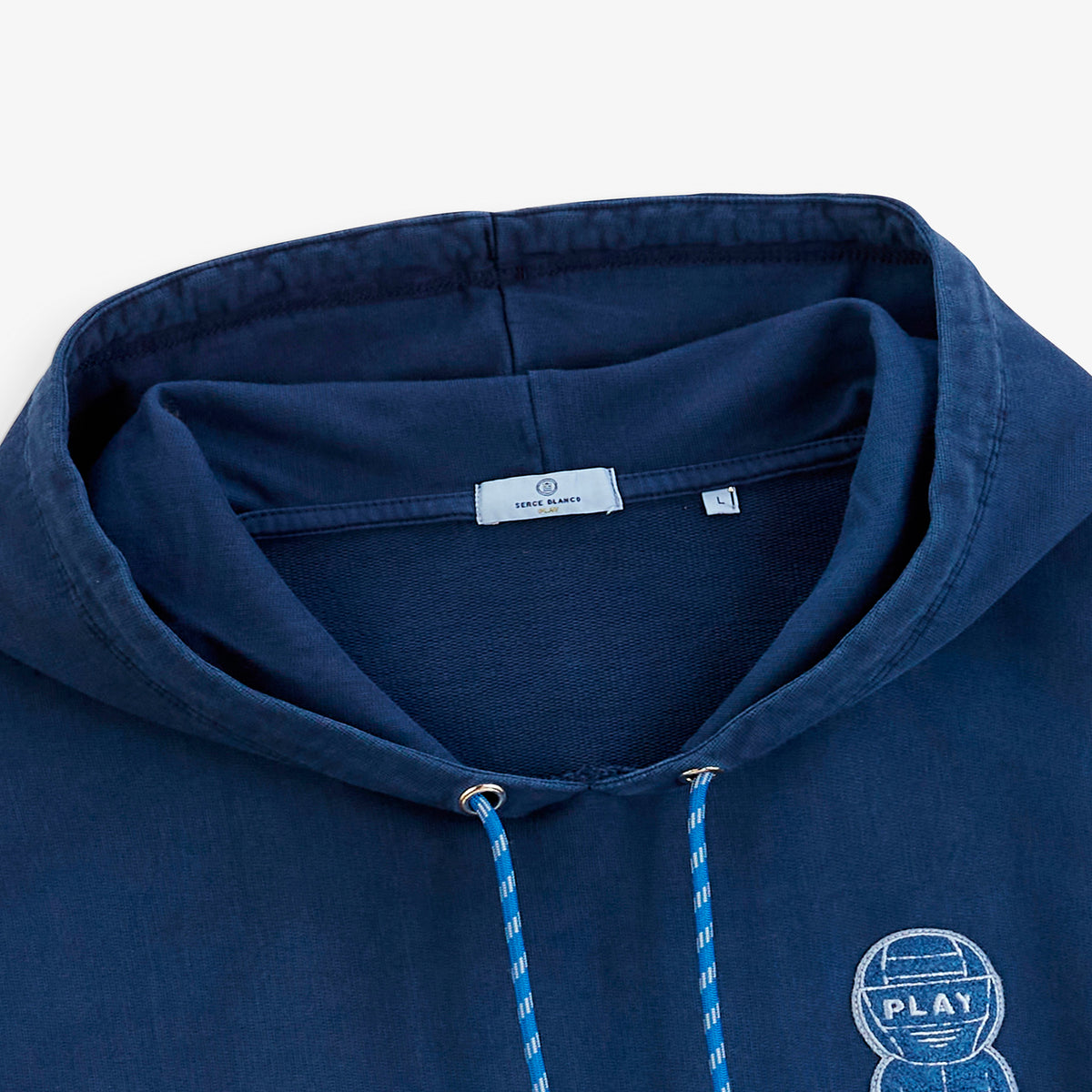 Sweat à capuche en coton molleton bleu marine broderie Pilote SBPLAY