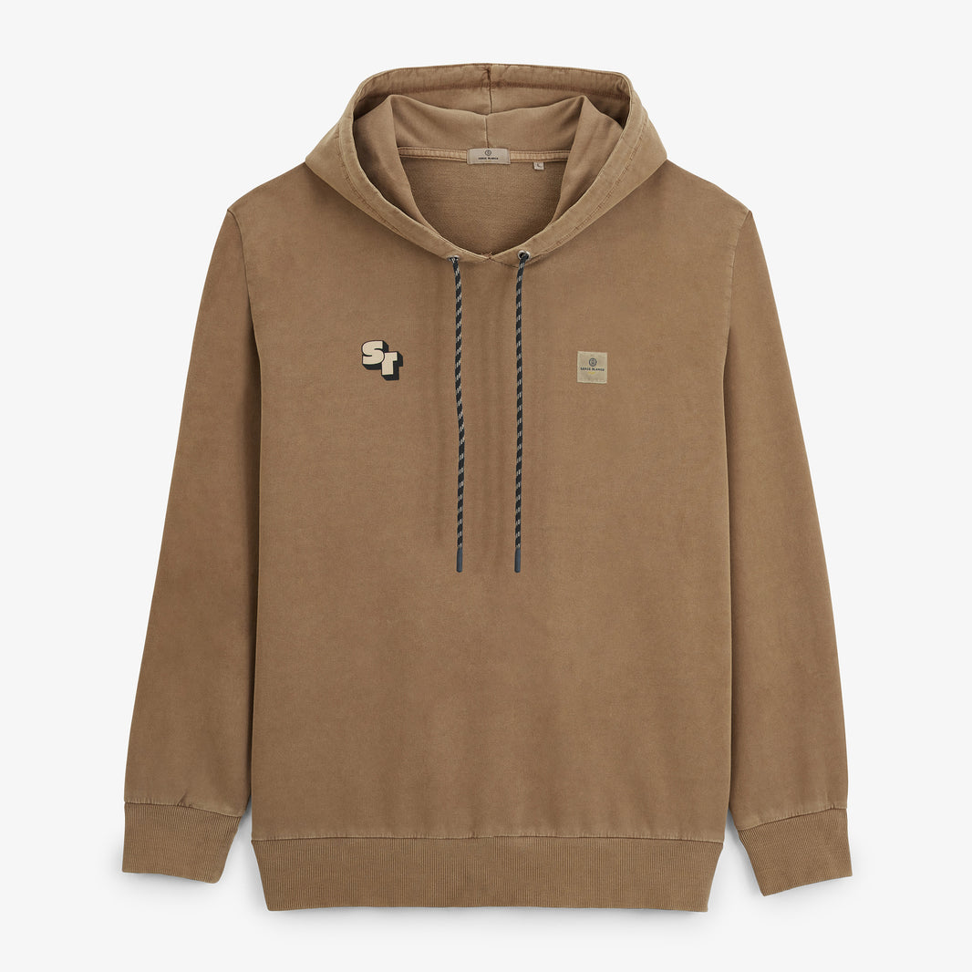 Felpa con cappuccio in cotone felpato color marrone caramello dello Stade Toulousain SBPLAY