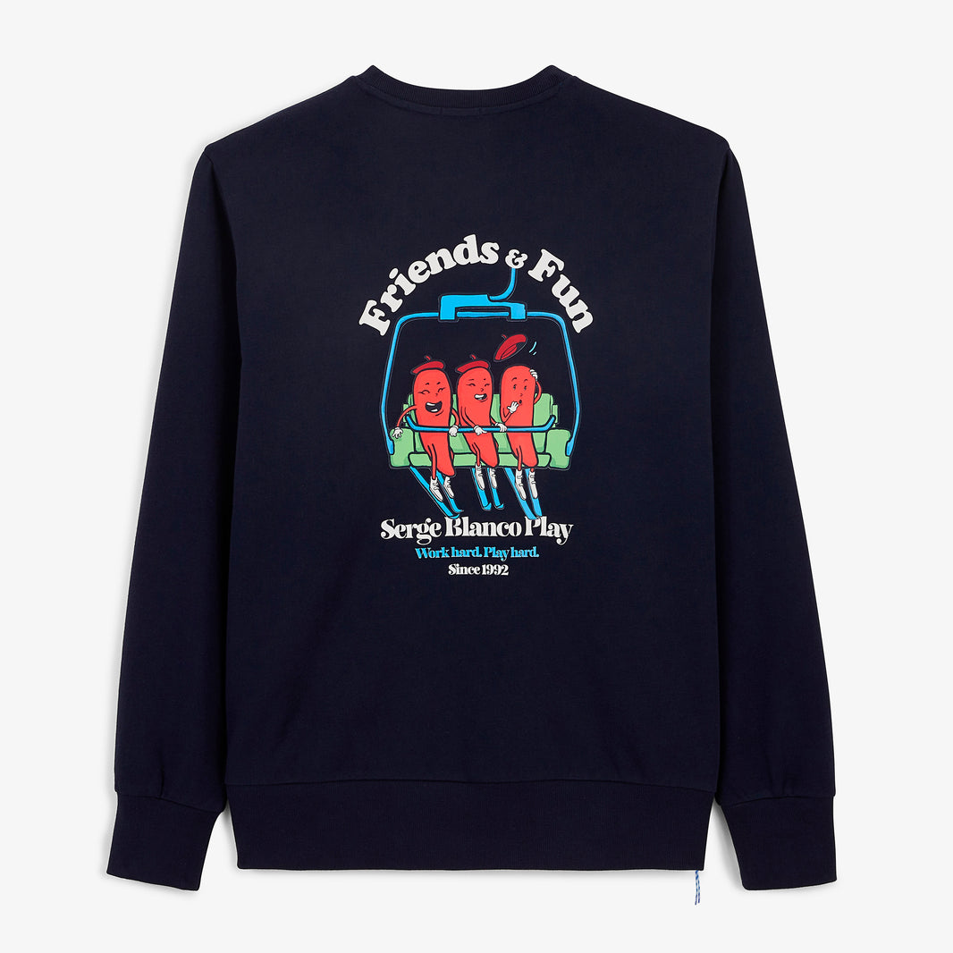 Sweat col rond imprimé Friends & Fun bleu marine