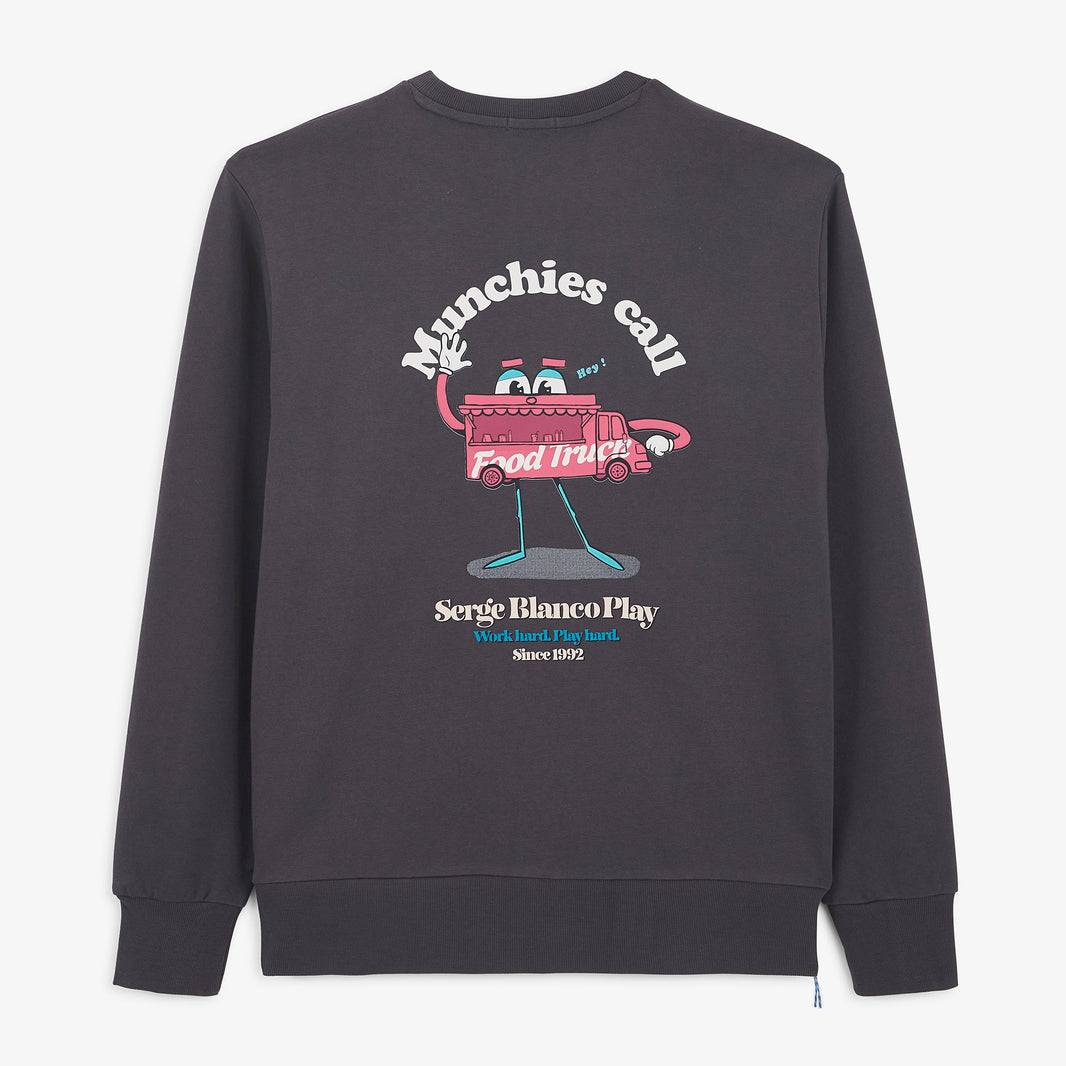 Sweat col rond imprimé Munchies Call gris asphalte SBPLAY