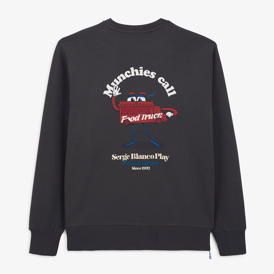 Sweat col rond imprimé gris Munchies Call SBPLAY
