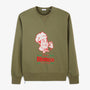 Sweat col rond imprimé Blanco Family Restaurant vert militaire