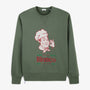 Sweat col rond imprimé marron taupe Blanco Family Restaurant SBPLAY