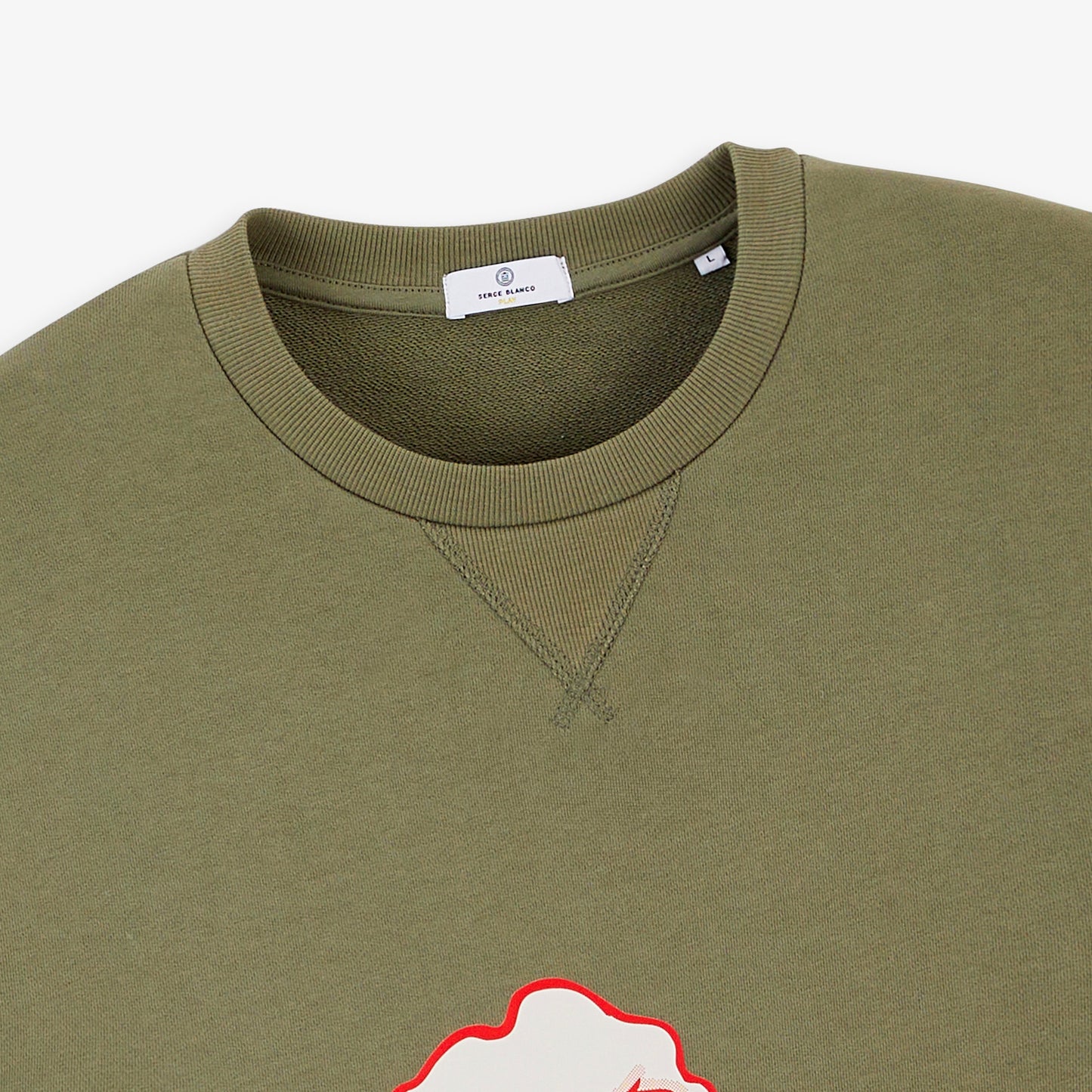 Sweat col rond imprimé Blanco Family Restaurant vert militaire