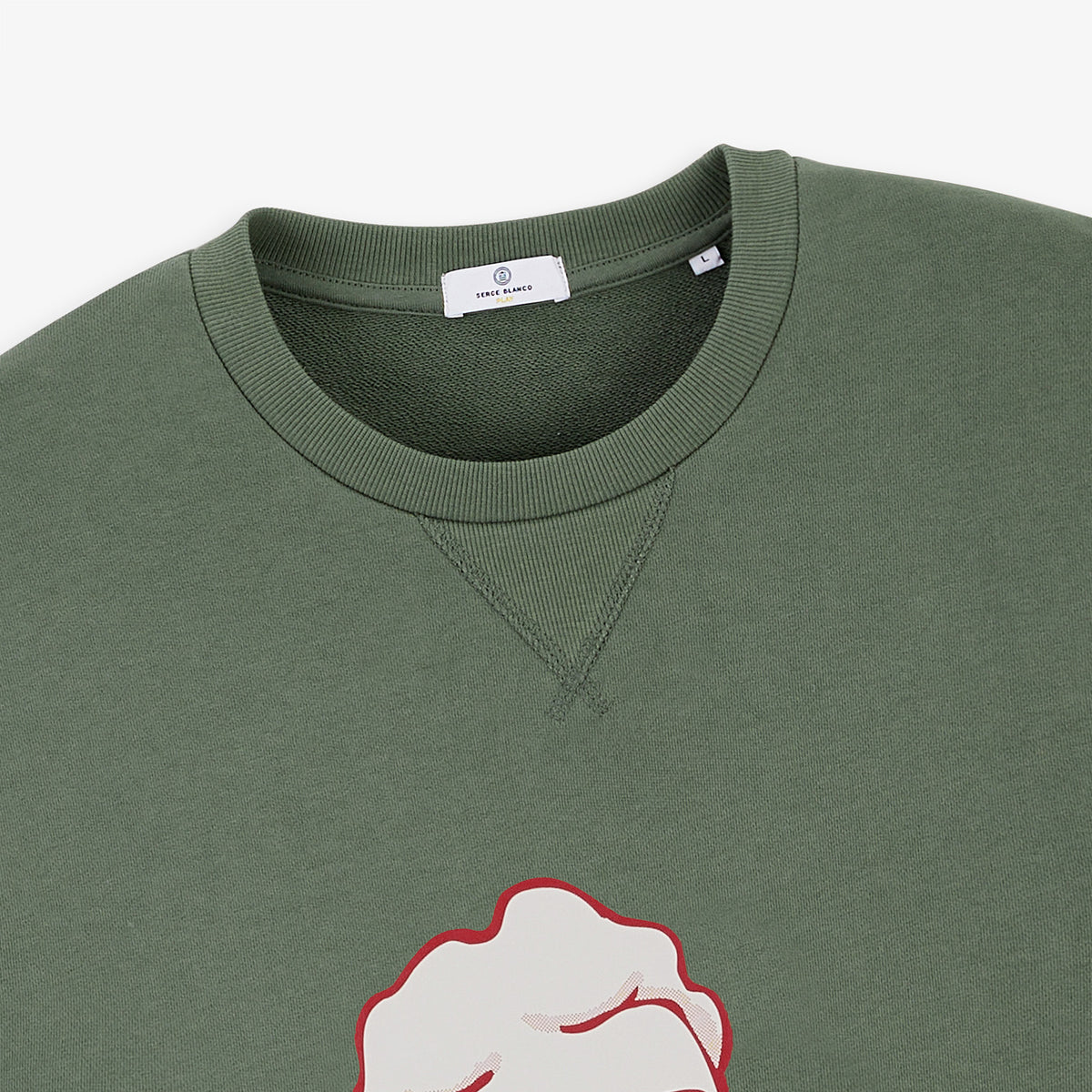 Sweat col rond imprimé marron taupe Blanco Family Restaurant SBPLAY