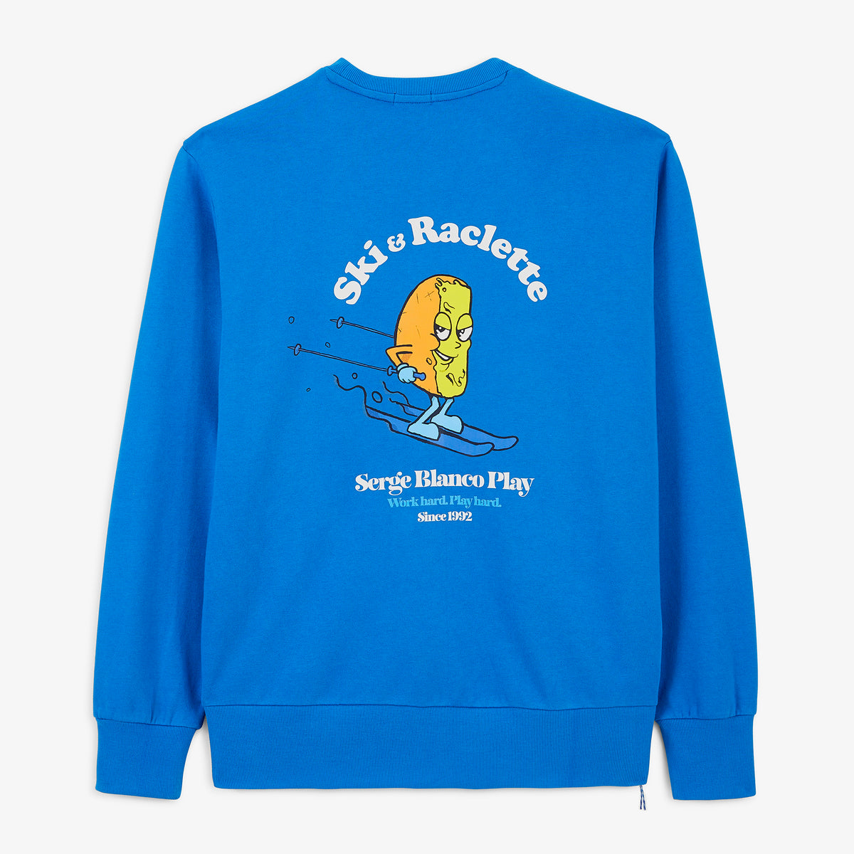 Sweat col rond imprimé Ski & Raclette bleu niva