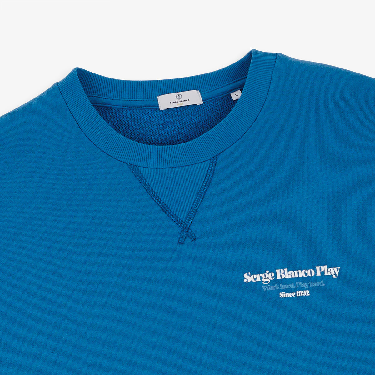 Felpa con collo rotondo e stampa blu “Ski & Raclette” SBPLAY