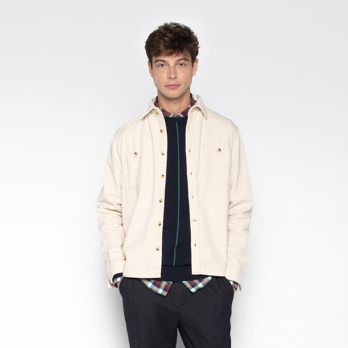 Surchemise En Coton Twill Brossé Clovis Blanc Ivoire Homme SERGE BLANCO