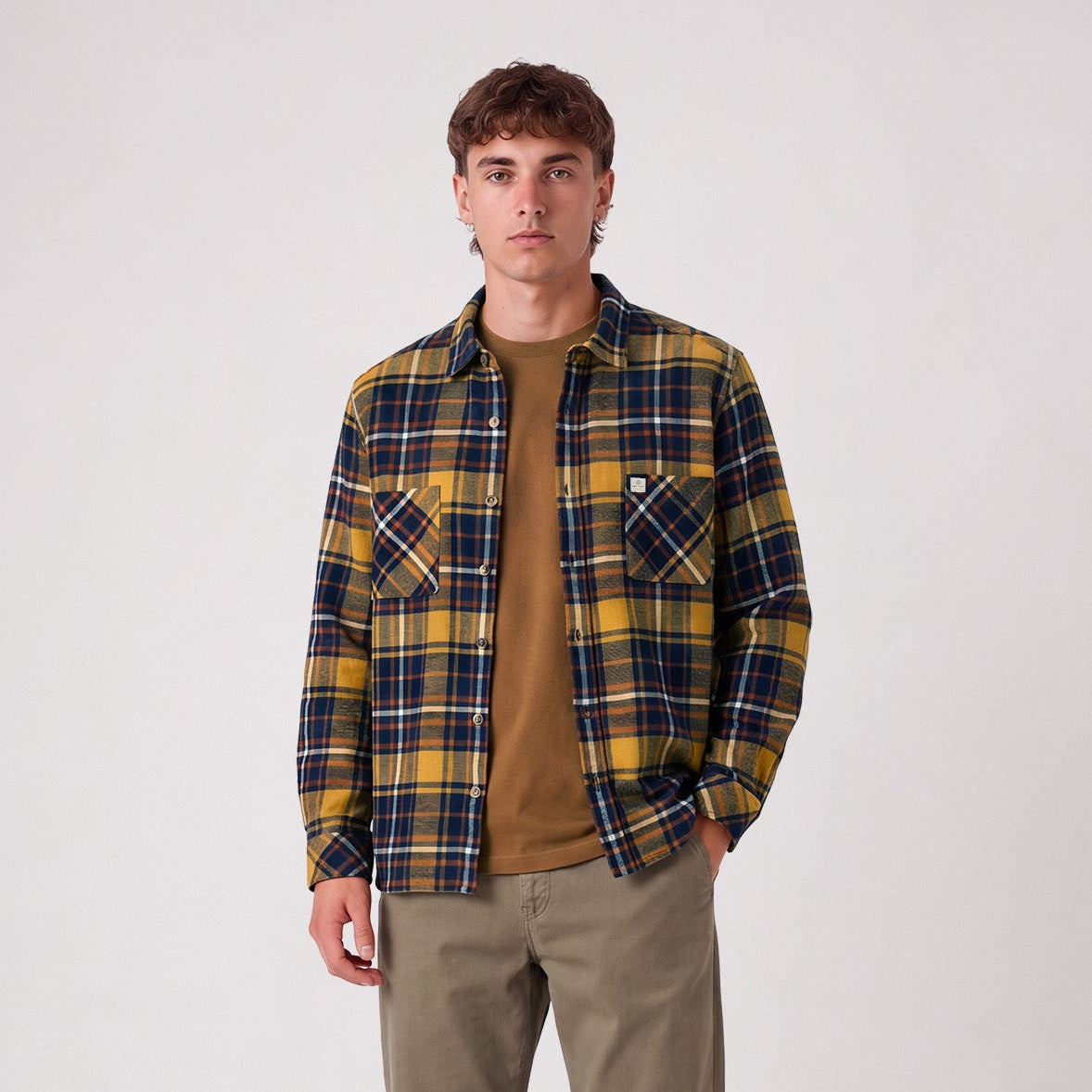 Surchemise chevron carreaux tartan jaune moutarde SBPLAY
