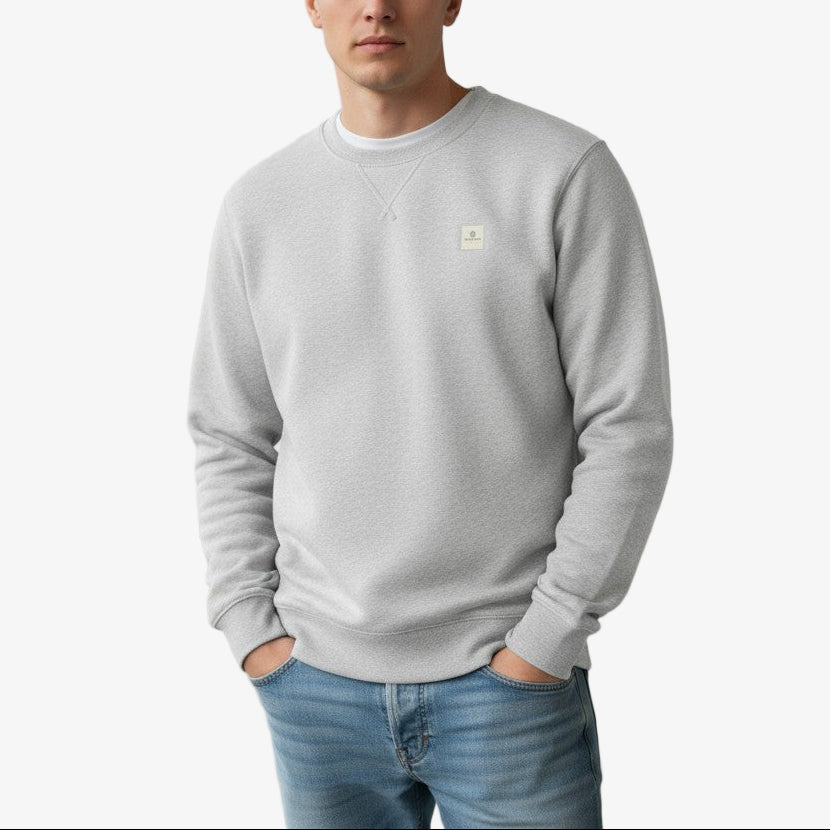 Sweat A Col Rond Uni Gris Chiné Homme SERGE BLANCO