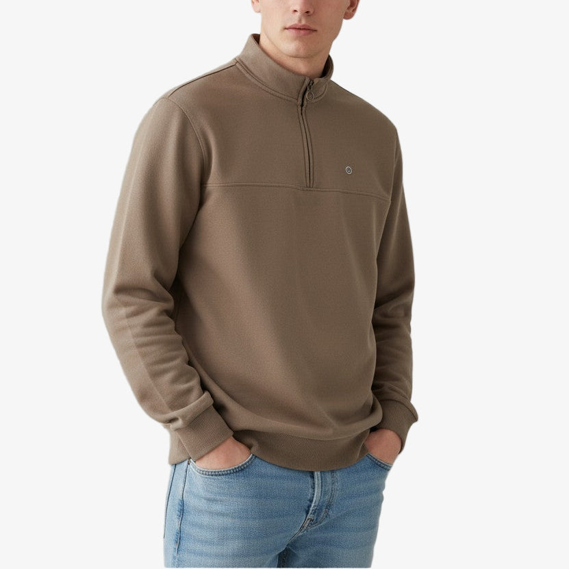 Sweat Saint Cyp avec col zippé shitake SERGE BLANCO