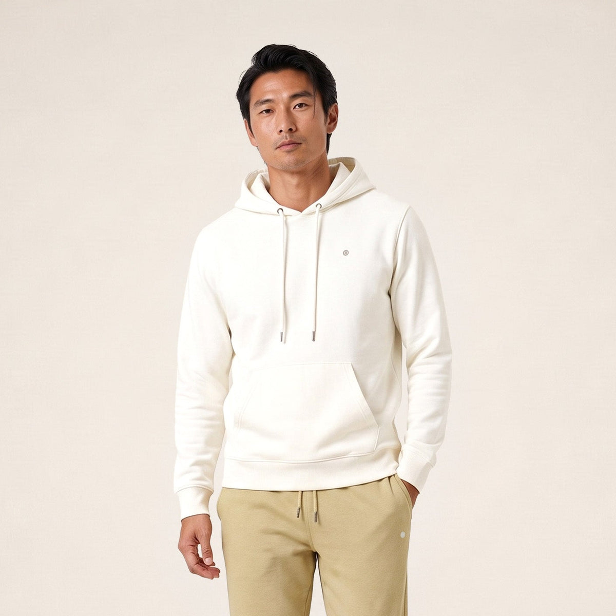 Sweat à capuche Samson en coton molletonné blanc