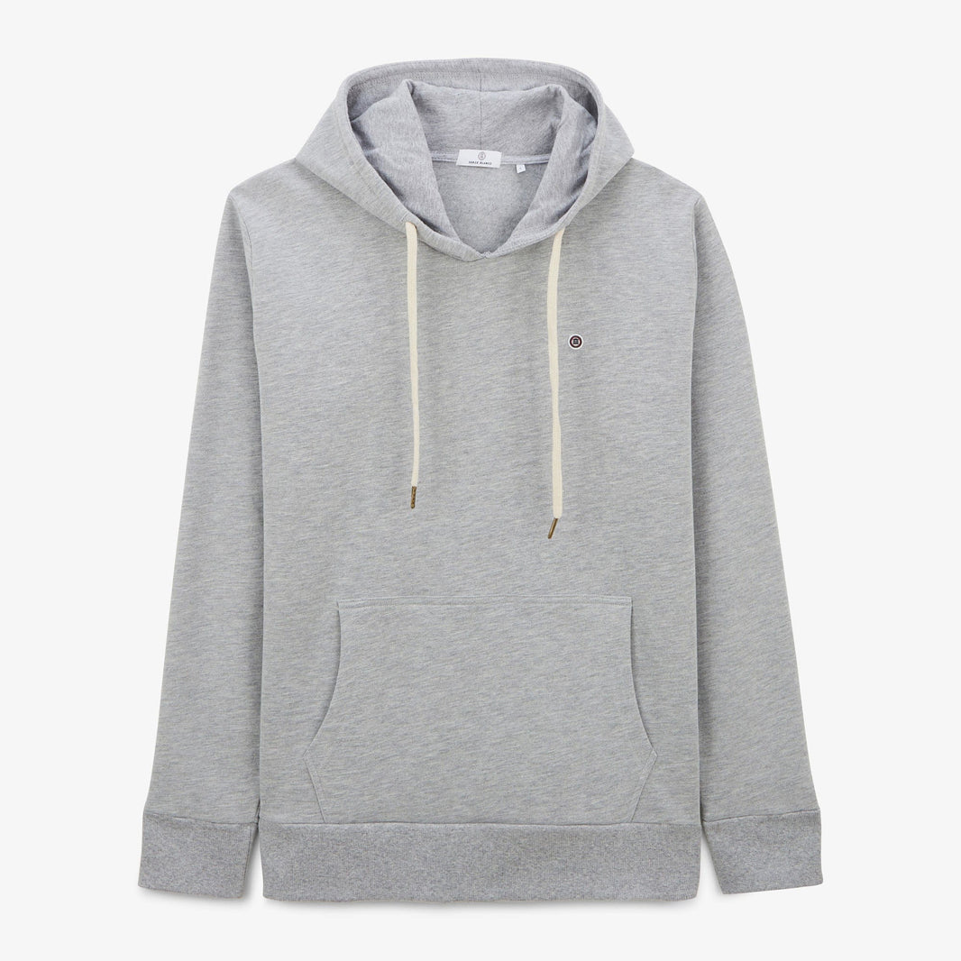 Men's gray hoodie with drawstrings by Serge Blanco