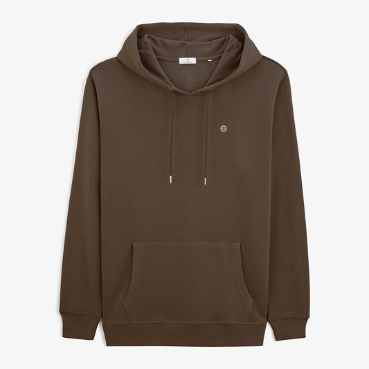 Sweat à capuche hoodie marron cafe en coton homme SERGE BLANCO