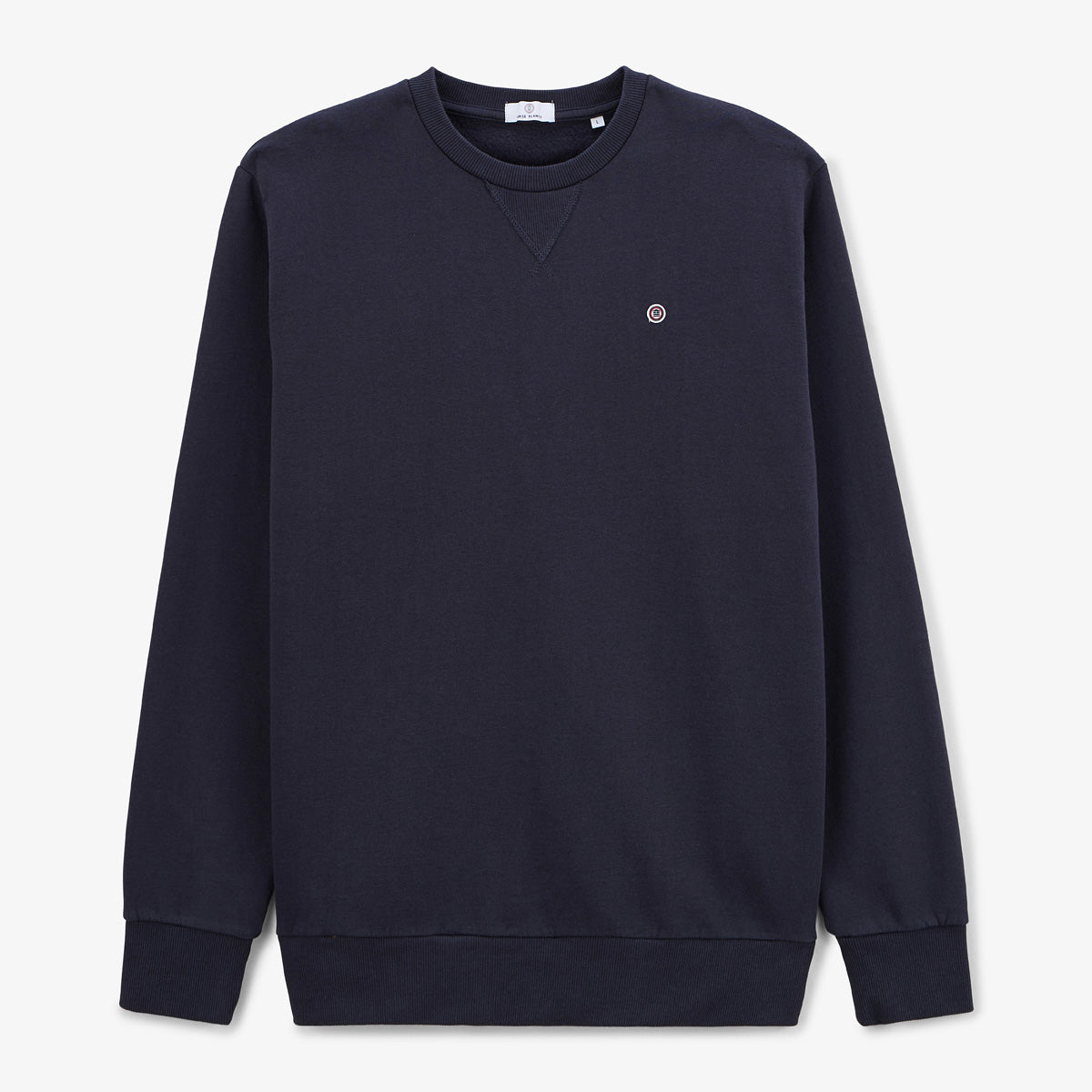 Sweat col rond en coton molleton bleu dark navy SERGE BLANCO