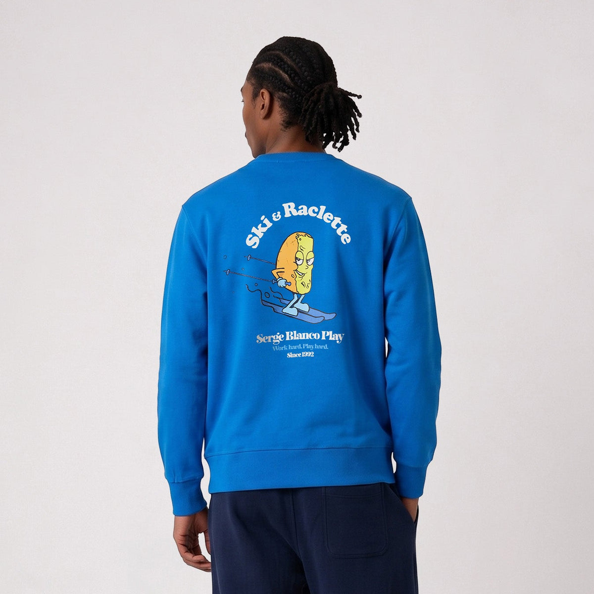 Sweat col rond imprimé Ski & Raclette bleu niva SBPLAY